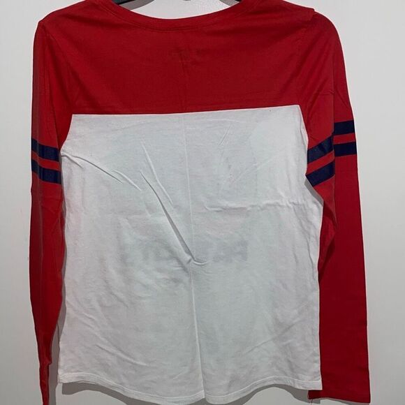 FixNFL Team Apparel Women's Red & White Sequined Go Patriots New England Tee Sz - Picture 5 of 6